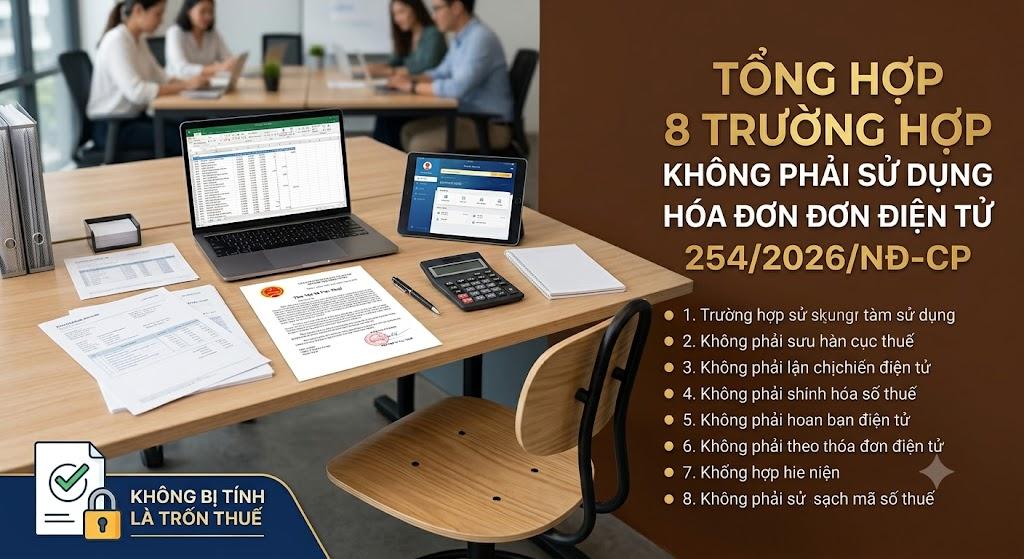 8 trường hợp không dùng hóa đơn điện tử theo Nghị định 254/2026