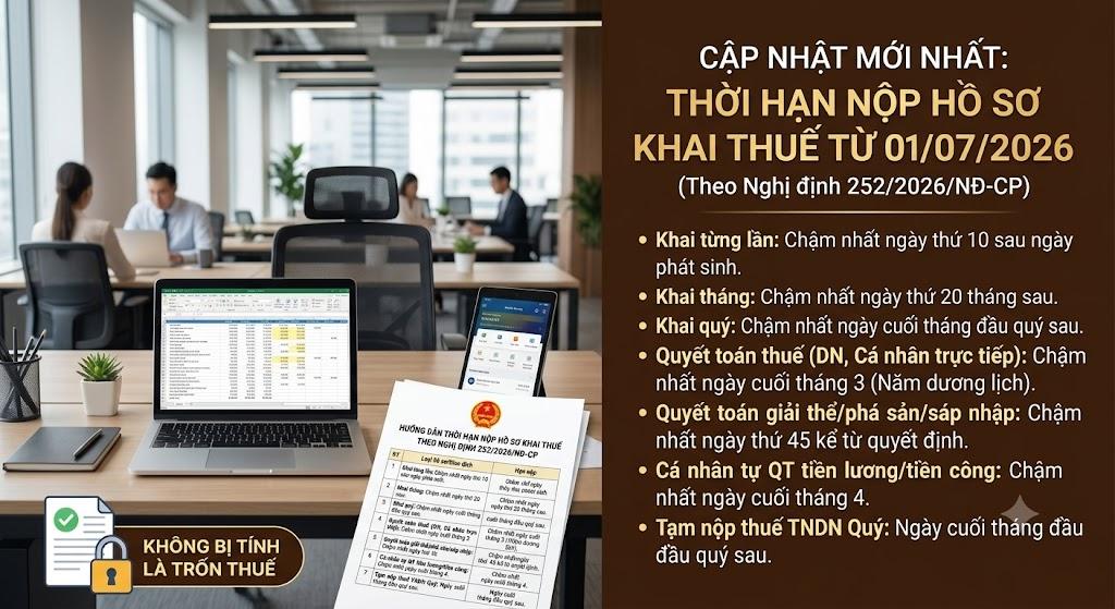 Thời hạn nộp hồ sơ khai thuế từ 01/07/2026 theo NĐ 252/2026