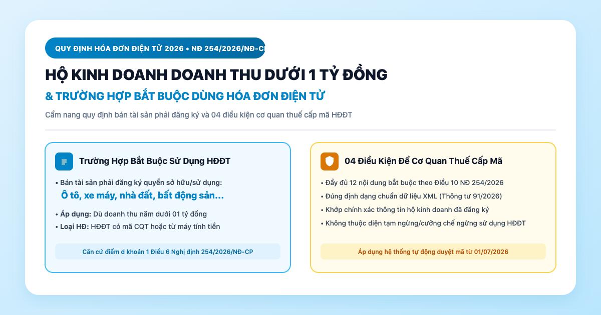 Hộ kinh doanh dưới 1 tỷ khi nào bắt buộc dùng HĐĐT?