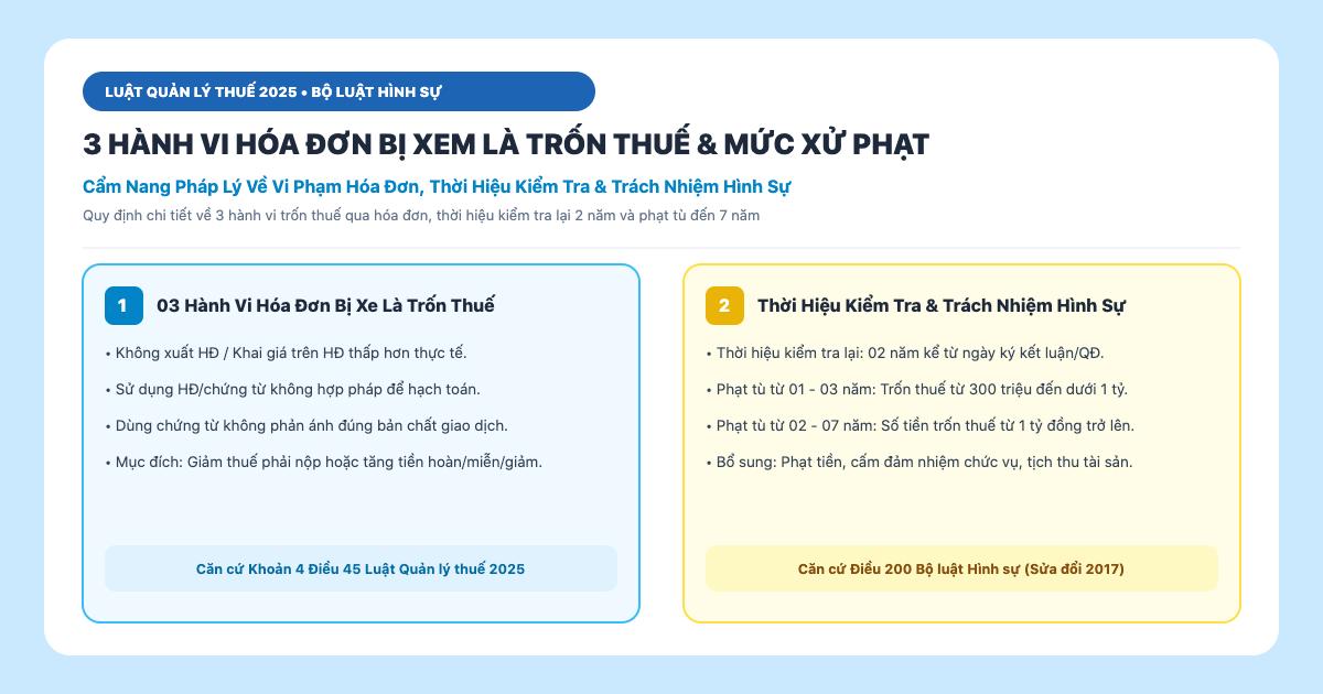 3 hành vi trốn thuế qua hóa đơn và mức phạt tù mới nhất