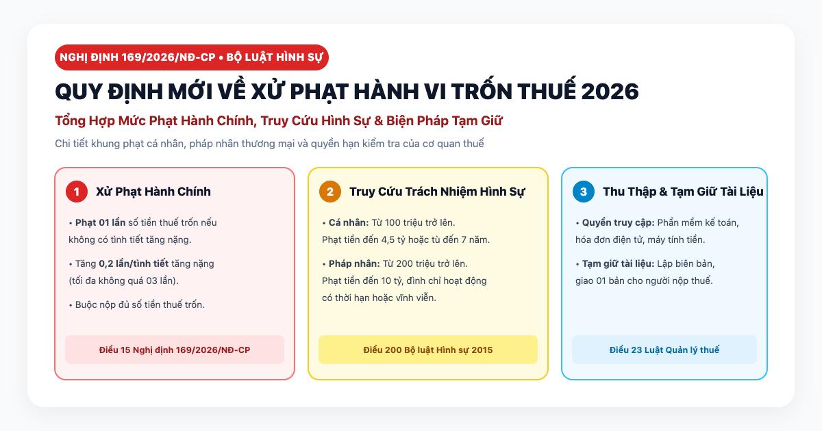 Quy định mới xử phạt hành vi trốn thuế 2026 chi tiết