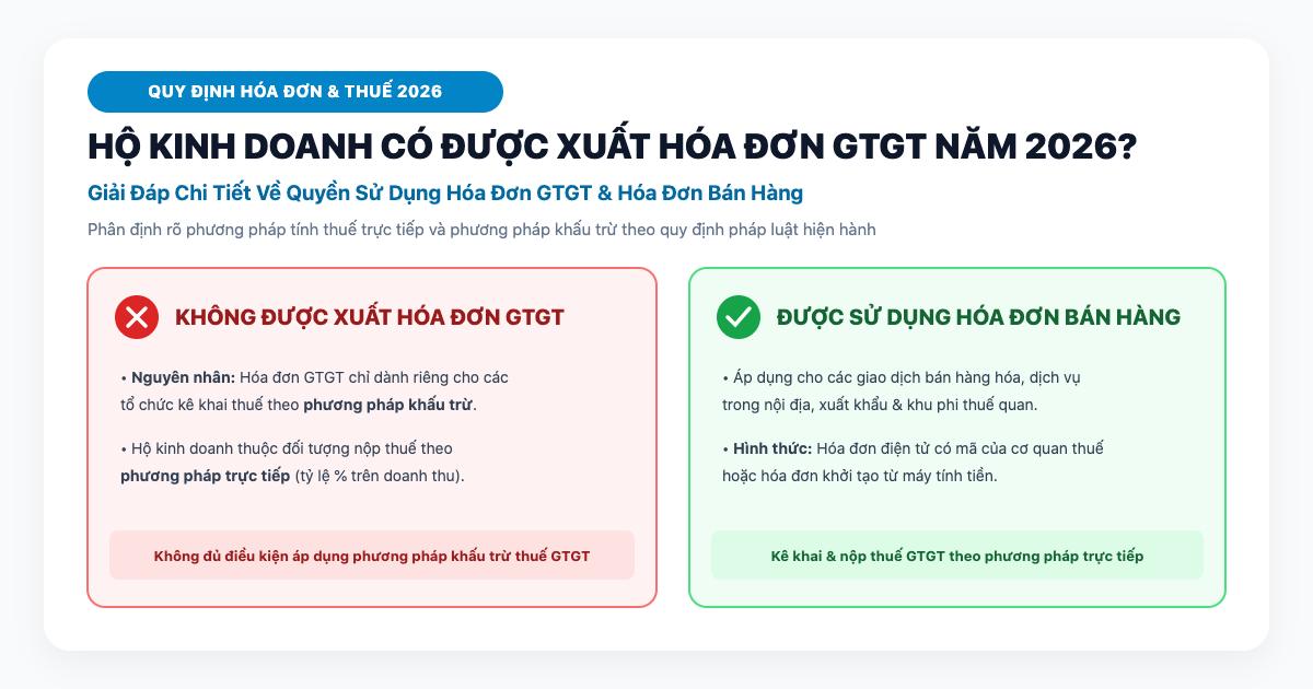 Hộ kinh doanh xuất hóa đơn GTGT năm 2026 được không?