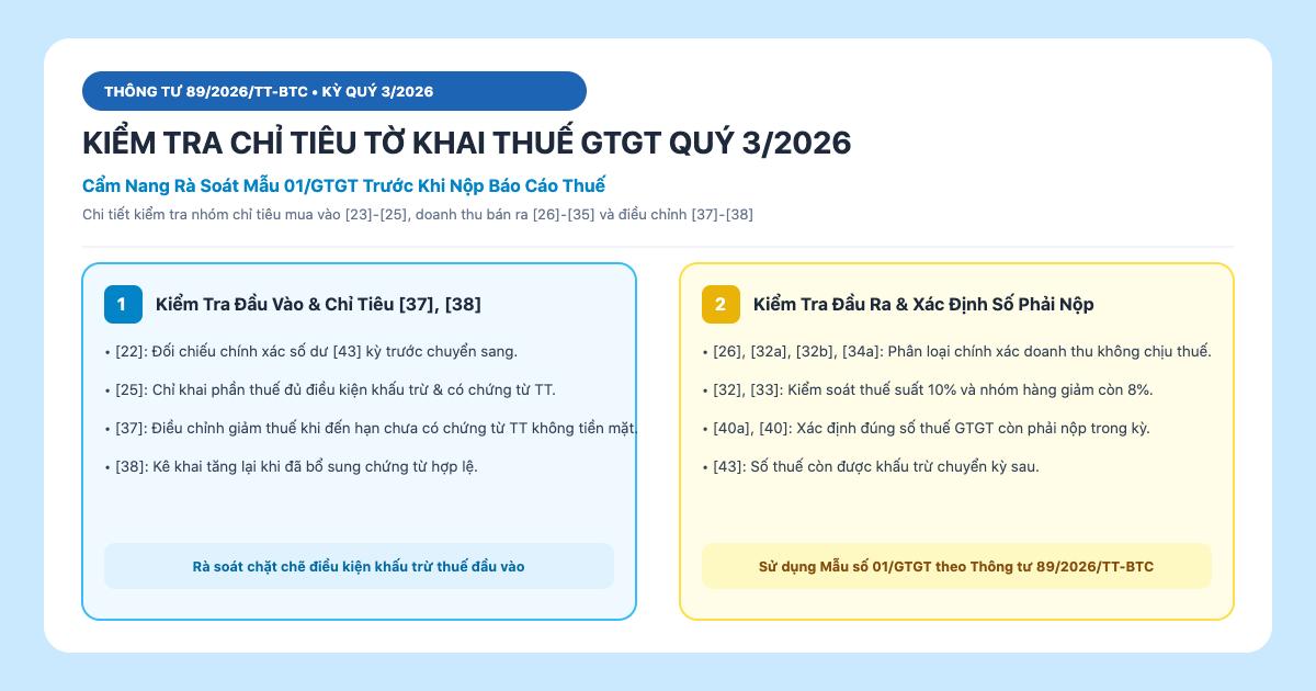 Chỉ tiêu tờ khai GTGT Quý 3/2026 cần kiểm tra trước khi nộp